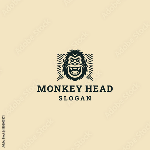 Monkey head logo template vector illustration design