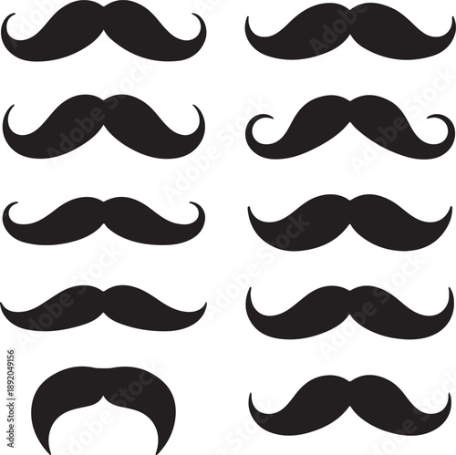 Vintage Mustache Icons Set,Barber Mustache Silhouette Collection