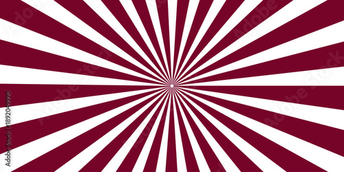 A retro red and white sunburst background featuring a vintage grunge texture and vector rays in a classic burst pattern for a decorative wallpaper illustration