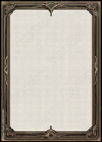 Ornate vintage blank frame for magic card fantasy game design mockup illustration background