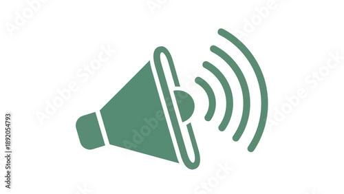 Green Megaphone Icon with Sound Waves.