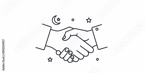 Simple Handshake Illustration with Celestial Elements.
