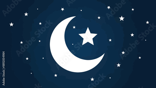 Crescent Moon and Star Illustration.