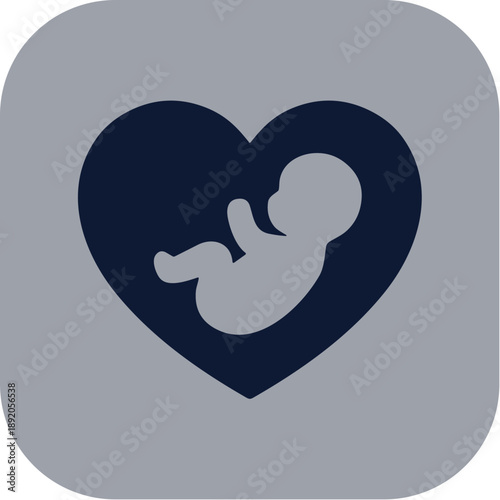Simple Flat Embryo Silhouette Inside Heart Shape Conceptual Graphic Design