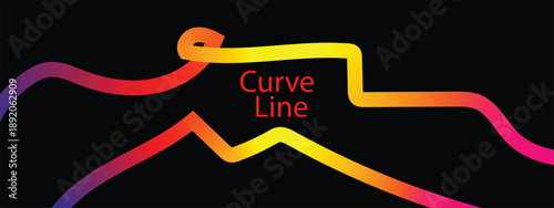 Abstract Lines with Gradient. Colorful dynamic curves. Multicolored doodle lines. Colorful abstract swirling ribbons on a black background