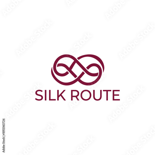 Elegant infinity knot line icon for global logistics and heritage tourism agency branding for Silk Route