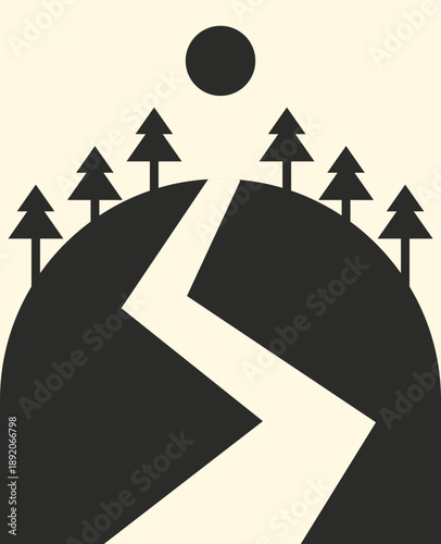 Geometric Monochrome Art Landscape Element