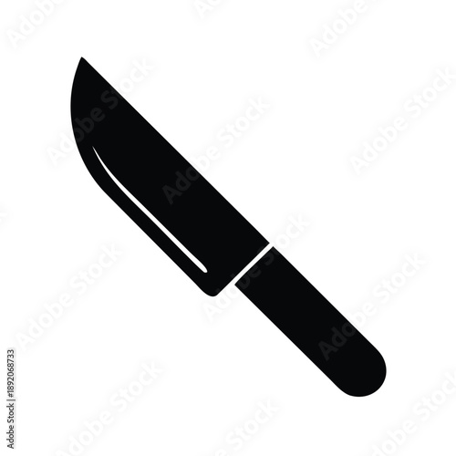 Black silhouette icon depicting a sharp kitchen utility knife blade and handle