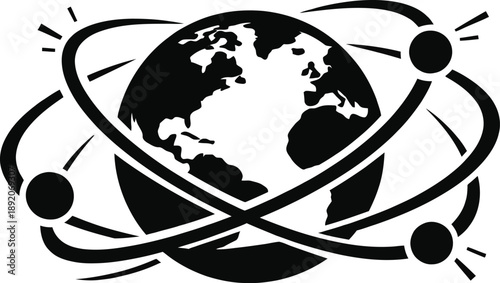 WebGlobal Orbit Earth Silhouette – Technology and World Connection Vector