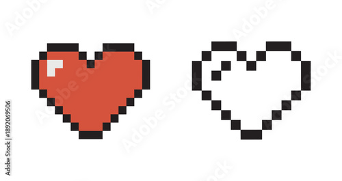 Pixel art hearts showing full and empty life icons, reminiscent of retro video games