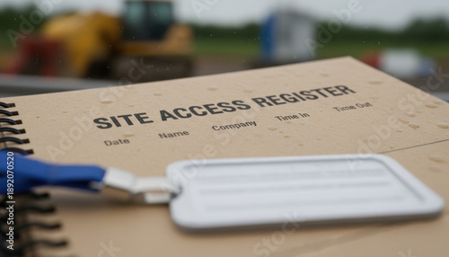 Site Access Register Form on Notebook Outdoors