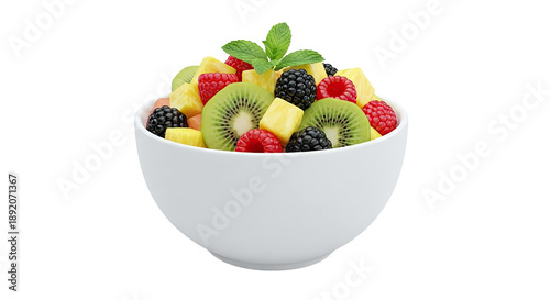 Fresh Fruit Salad in a White Bowl