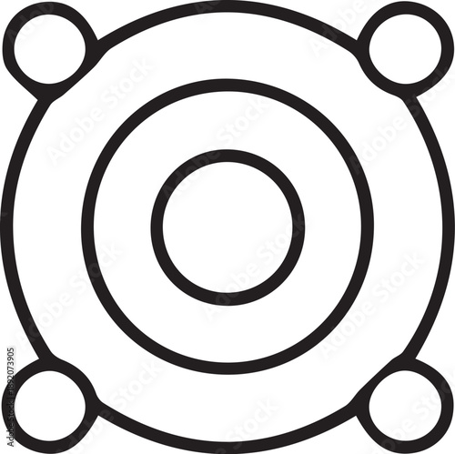 Simple black and white line drawing of a target with circular elements