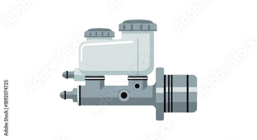 Automotive master cylinder with reservoirs illustration, isolated on white background