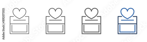 
outline icon set donation with box and heart design