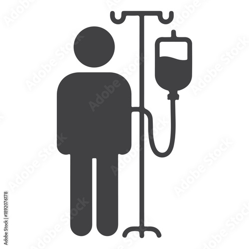 A medical illustration of a person receiving an intravenous drip in a clinical setting silhouette