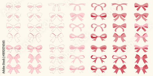 Collection of delicate pink bows in various shades and styles