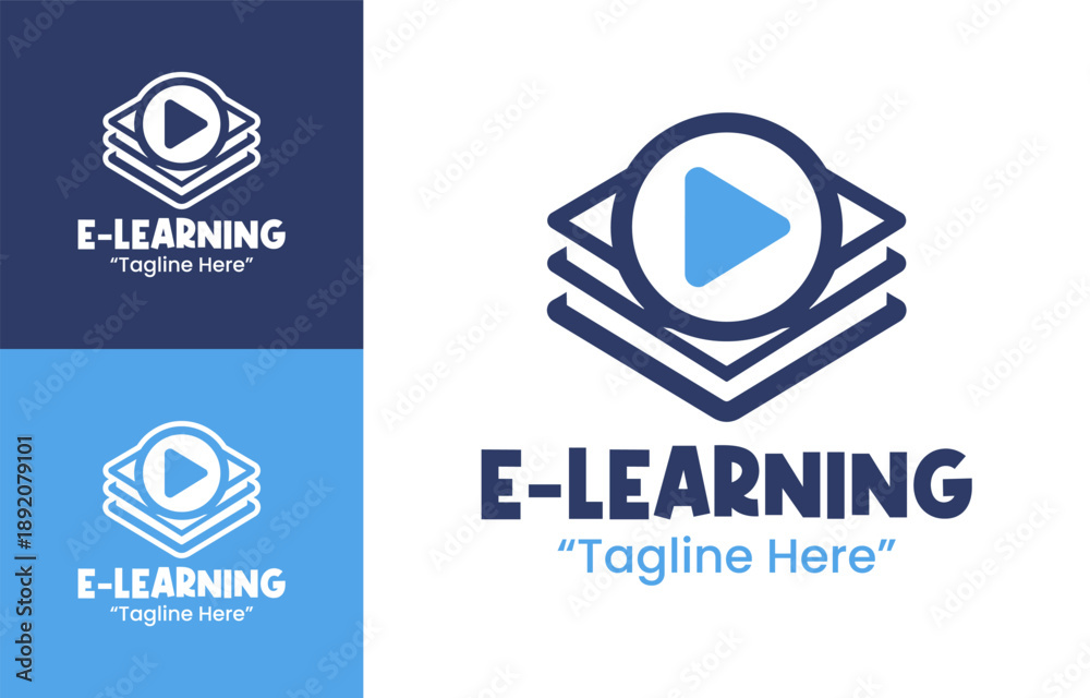 Fototapeta premium E-Learning Startup Logo Modern Minimalist Virtual Academy Symbol.