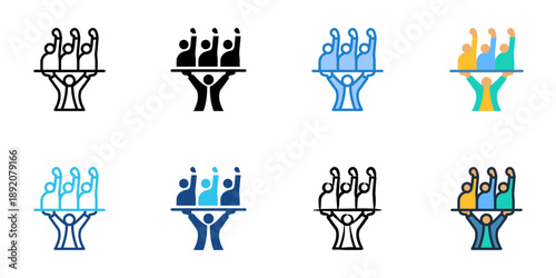 Empowering Leadership icons set multiple style collection. Editable stroke 
