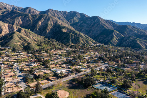 Drone view of empty lots of homes left behind from the Eaton fire, Pacific Palisades. January 2025, a series of 14 destructive wildfires affected the Los Angeles County in California, United States.