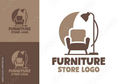 Furniture Store Logo Modern Minimalist Home Furnishing Symbol.