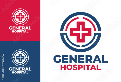 General Hospital Logo Modern Minimalist Healthcare Service Symbol.