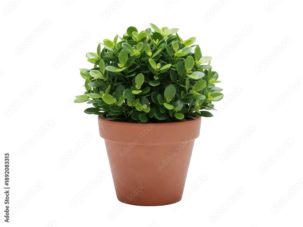 Obraz premium Small green plant in a terracotta pot on a transparent background