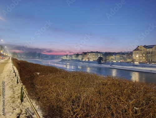 Zachód słońca nad Sanem w Przemyślu