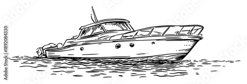 luxury yacht on water sketch vector illustration