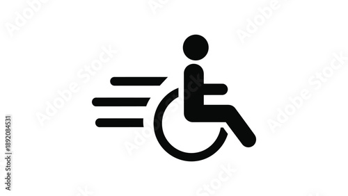 Black and white icon symbolizing fast accessible transportation or rapid mobility assistance