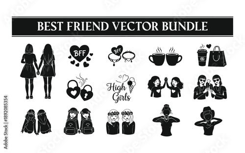 Vector illustrations of best friends enjoying coffee and friendship.