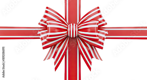 Red and White Striped Gift Bow