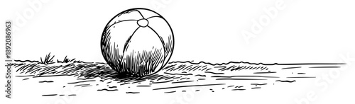 beach ball on sand outdoor summer illustration