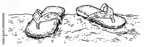 flip flops in beach sand summer illustration