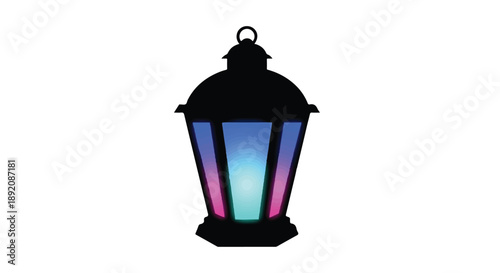 Decorative lantern with colorful glowing lights inside, perfect for festive ambiance.
