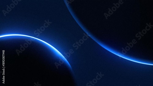 Blue Neon Light Curves On Dark Textured Background