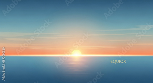 Sunset over Ocean Horizon with Calm Water and Vibrant Colors