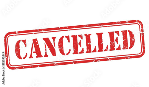 Red cancelled stamp on for marking documents as void or terminated officially