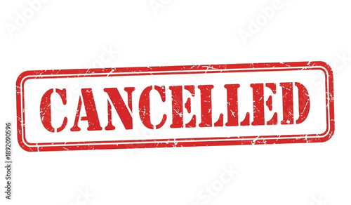 A red stamp with the word cancelled