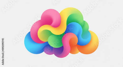 Colorful Abstract Cloud Shapes Isolated on White Background