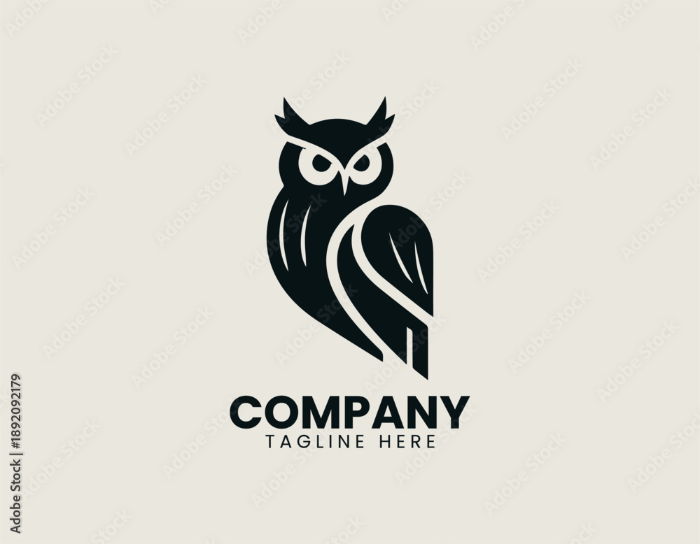 Fototapeta premium Stylish Owl Black Vector Logo Illustration