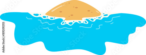 Sandy wave seashore with small island on summer holiday