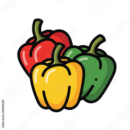 A colorful illustration of three bell peppers