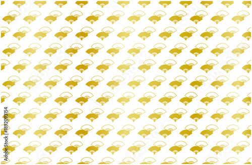 金の扇ベクターシームレス背景 伝統和柄模様