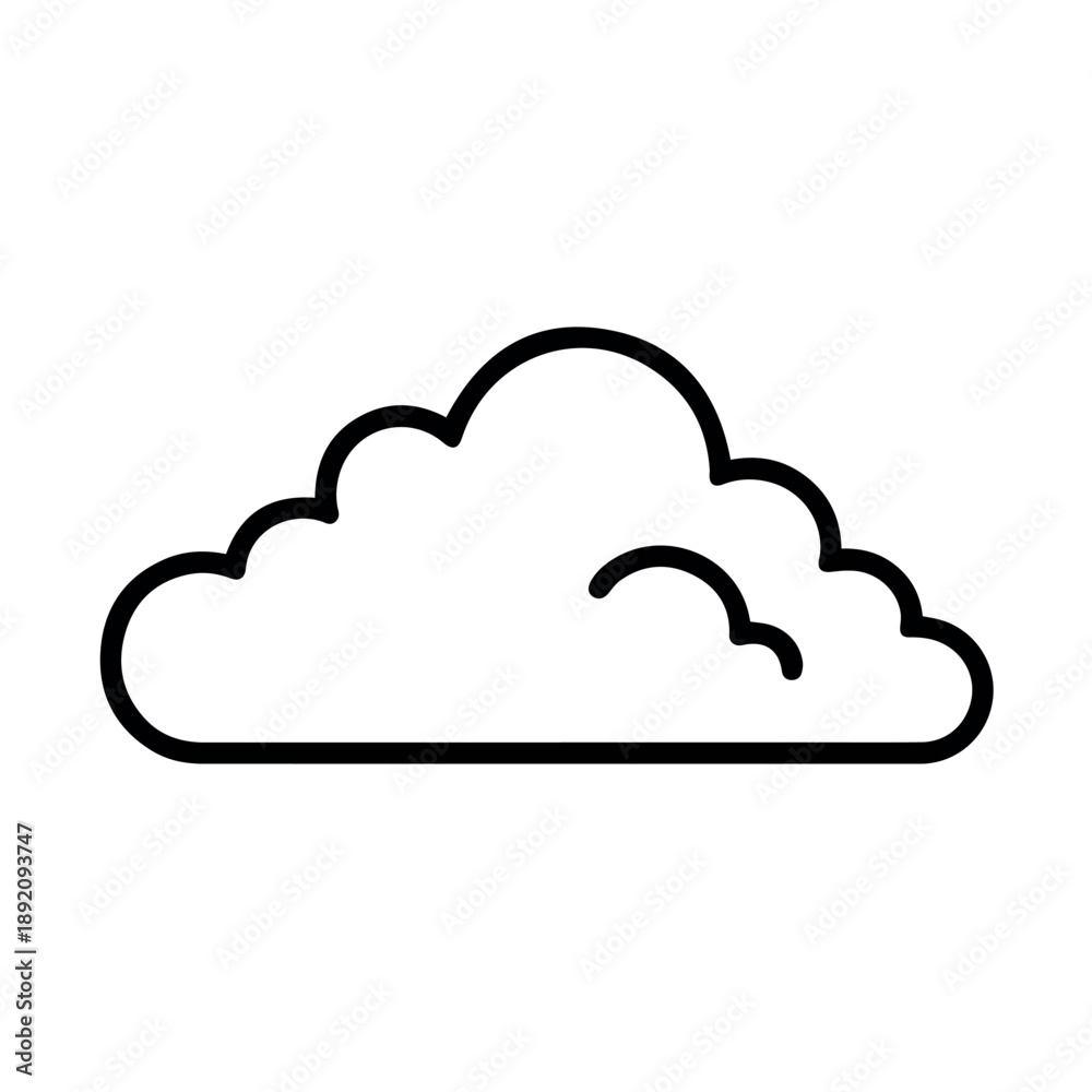 Fototapeta premium A simple black line art cloud icon on a white background