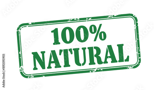 Green stamp with 100 percent natural text