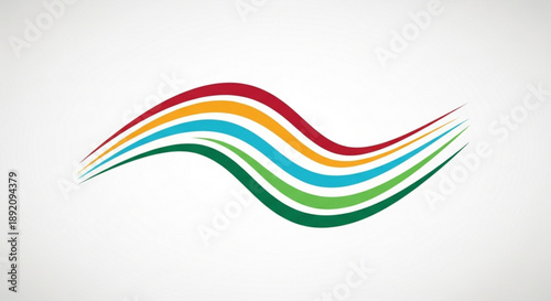 Colorful Wavy Lines on White Background, Abstract Digital Art