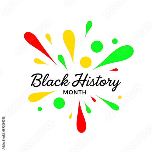 Vibrant Black History Month celebration with dynamic colorful splashes