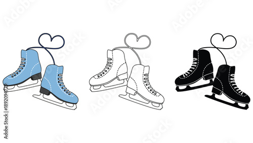 A colorful illustration of ice skates with heart shaped laces