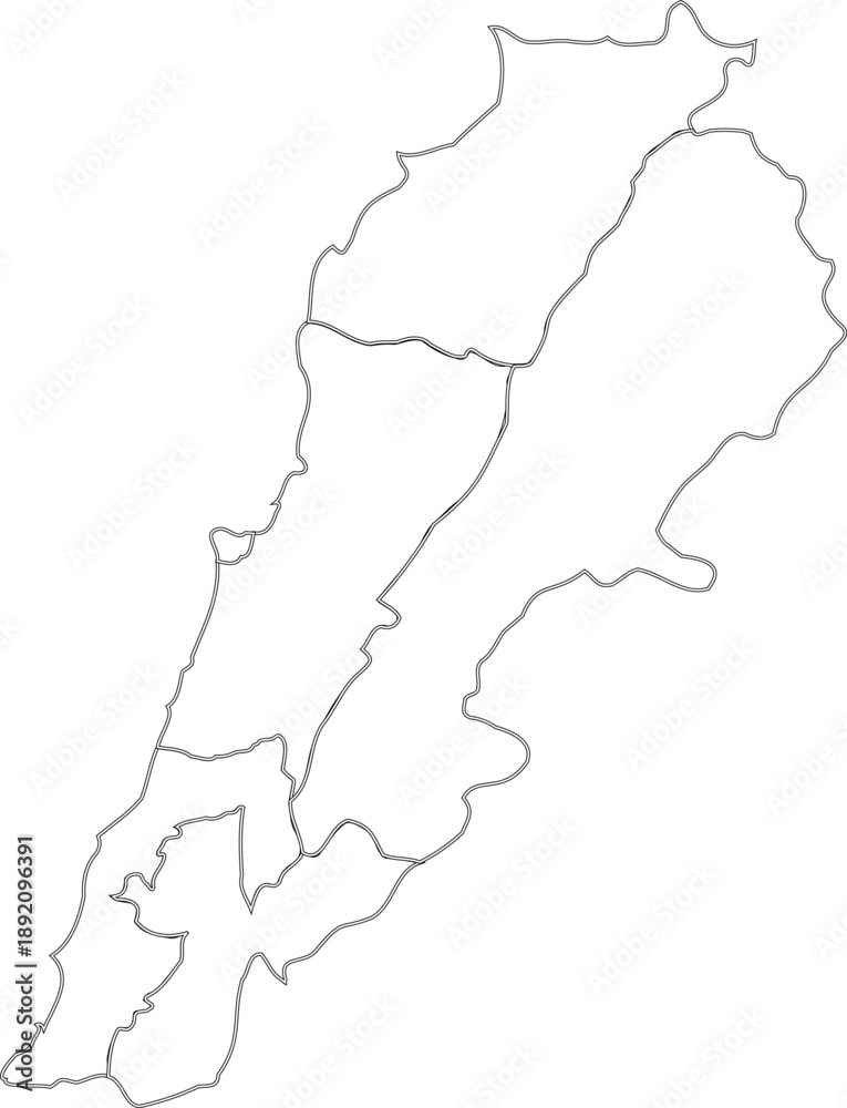 Fototapeta premium Outline map of lebanon on white background 